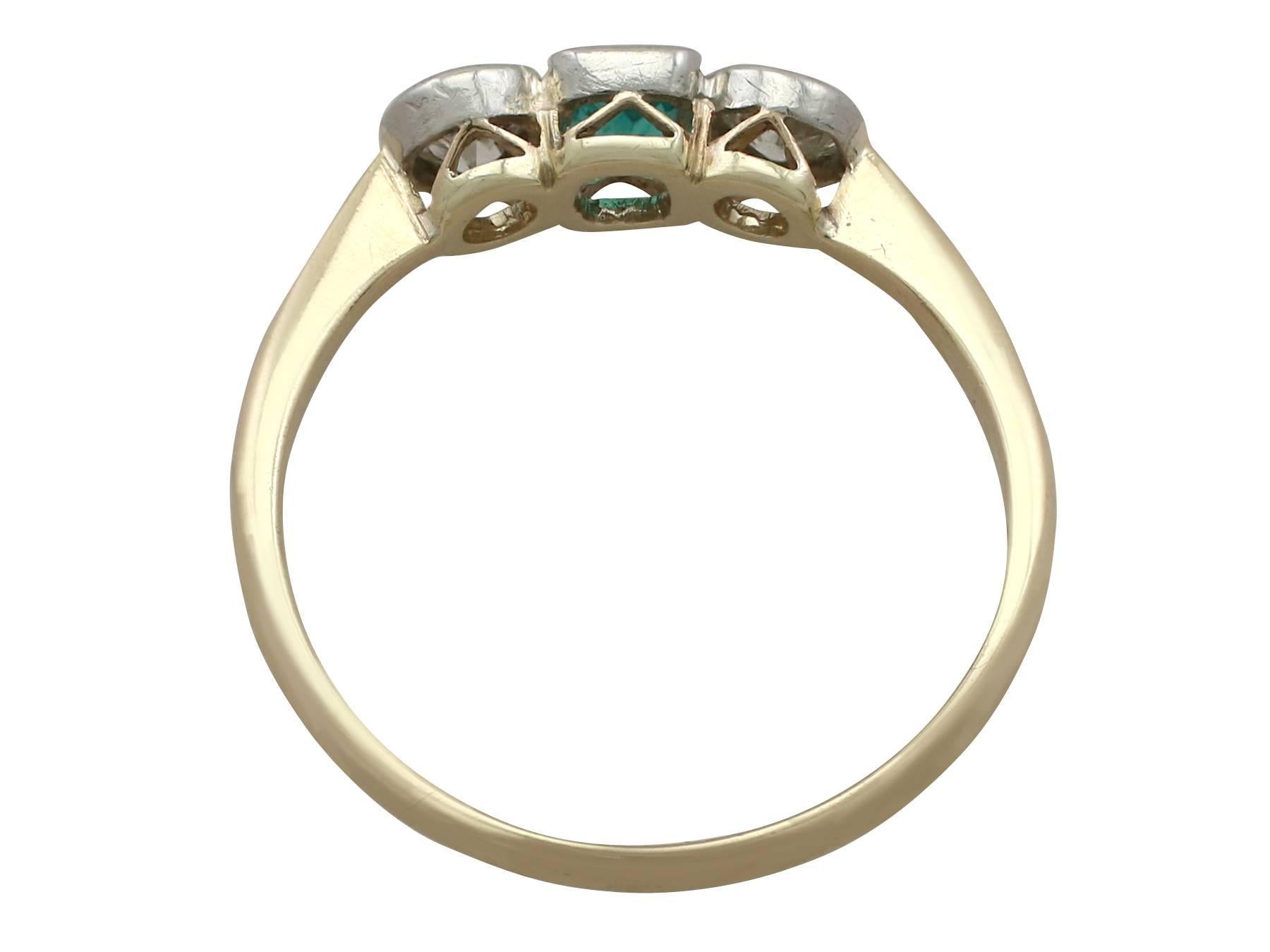 1920s Emerald and Diamond Yellow Gold Trilogy Ring 1