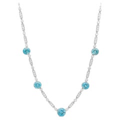 Antique 12.25 Carat Zircon 2.70 Carat Diamond Platinum Chain Necklace Circa 1920