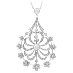 Antique 3.68 Carat Diamond and Platinum Pendant Circa 1915