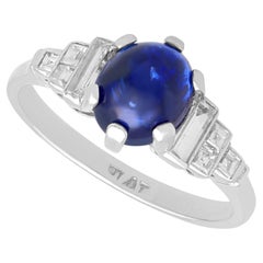 Art Deco 3ct Ceylon Sapphire and 0.50ct Diamond Platinum Dress Ring Circa 1935