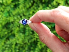 Art Deco 3ct Ceylon Sapphire and 0.50ct Diamond Platinum Dress Ring Circa 1935