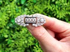 Antique Art Deco 2.38 Carat Diamond Black Enamel and Platinum Brooch Circa 1925