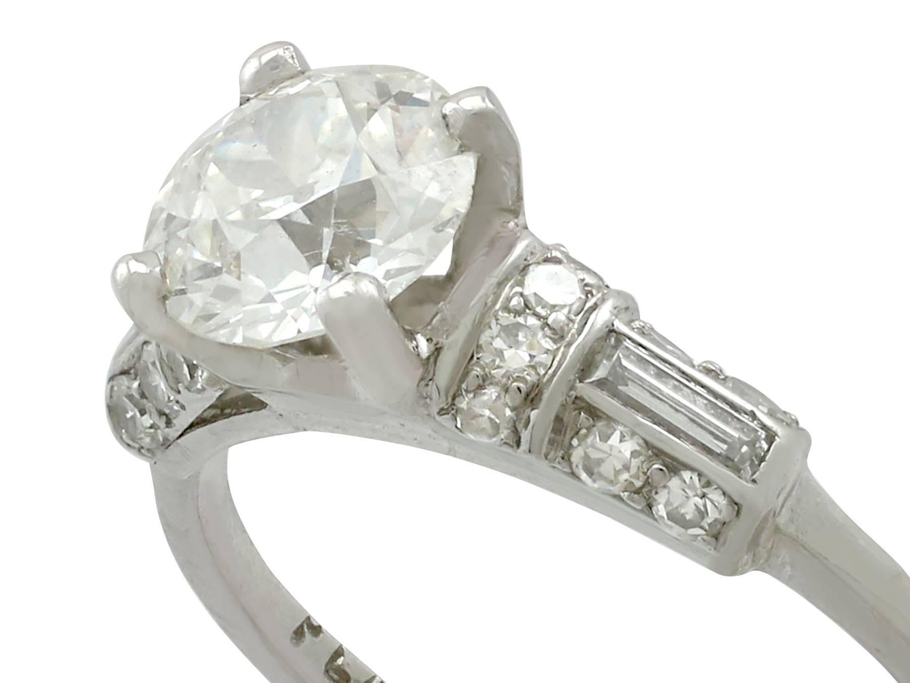 1940s 1.09 Carat Diamond and Platinum Solitaire Ring In Excellent Condition In Jesmond, Newcastle Upon Tyne