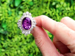 7.42 Carat Amethyst and 1.48 Carat Diamond and 12k Yellow Gold Ring Circa 1935