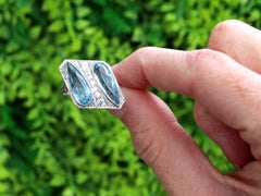 Antique 6.45 Carat Aquamarine and 0.48 Carat Diamond Platinum Ring Circa 1920