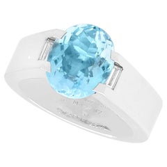 Cartier 4.80 Carat Aquamarine 0.20 Carat Diamond 18k White Gold Cocktail Ring