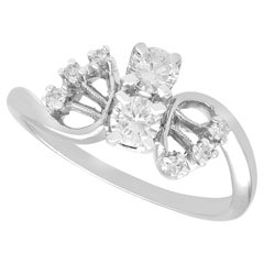 Art Deco Style 0.59 Carat Diamond and 14k White Gold Twist Ring Circa 1950
