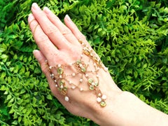 13,30-Karat-Peridot-Perlen-Halskette aus 18-karätigem Gelbgold im Belle-Époque-Stil, um 1900