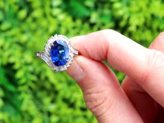 3.32 Carat Sapphire and 0.73 Carat Diamond Platinum Cluster Ring Circa 2010