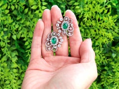 3 Carat Emerald 4.26 Carat Diamond Platinum and Palladium Earrings Circa 1945
