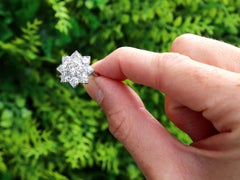 Vintage 1.87 Carat Diamond 18k White Gold Platinum Set Cluster Ring Circa 1940