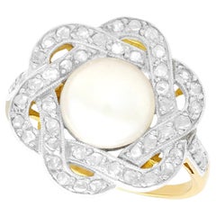 Antique Natural Pearl and 0.32c Carat Diamond 14k Yellow Gold Ring Circa 1925
