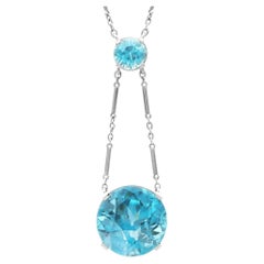 Antique 22.50 Carat Zircon and 18k White Gold Pendant Circa 1925