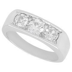 Antique 1.16 Carat Diamond and 18k White Gold Trilogy Ring Circa 1930