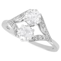 Antique 1.35 Carat Diamond and Platinum Two Stone Ring Circa 1925