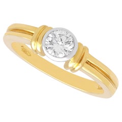 Contemporary 0.39 Carat Diamond and 18k Yellow Gold Solitaire Ring 1997