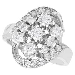 Vintage 1.76 Carat Diamond and 14k White Gold Dress Ring Circa 1950