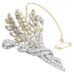 Antique 9.45 Carat Diamond and Palladium Flower Spray Brooch Circa 1920