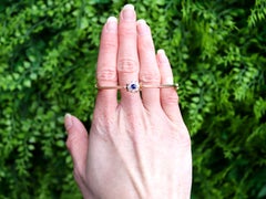 Antique 0.18 Carat Sapphire 0.40 Carat Diamond 15k Yellow Gold Bangle Circa 1900