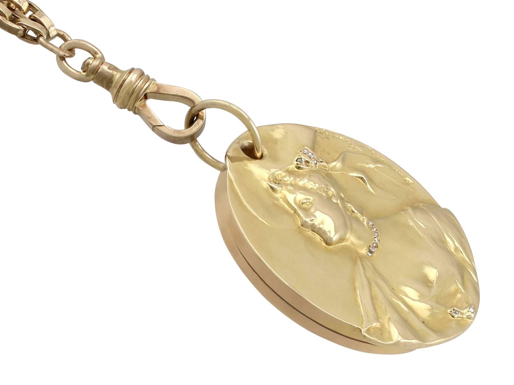 Women's 1890s and 1920s Diamond 18 Karat Yellow Gold Locket