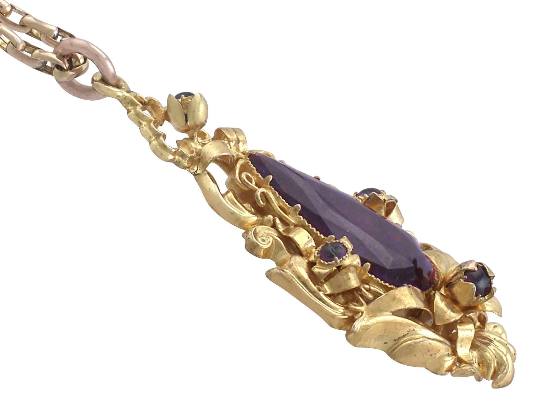 Women's or Men's 1880s Antique 13.30 Carat Amethyst and Yellow Gold Pendant