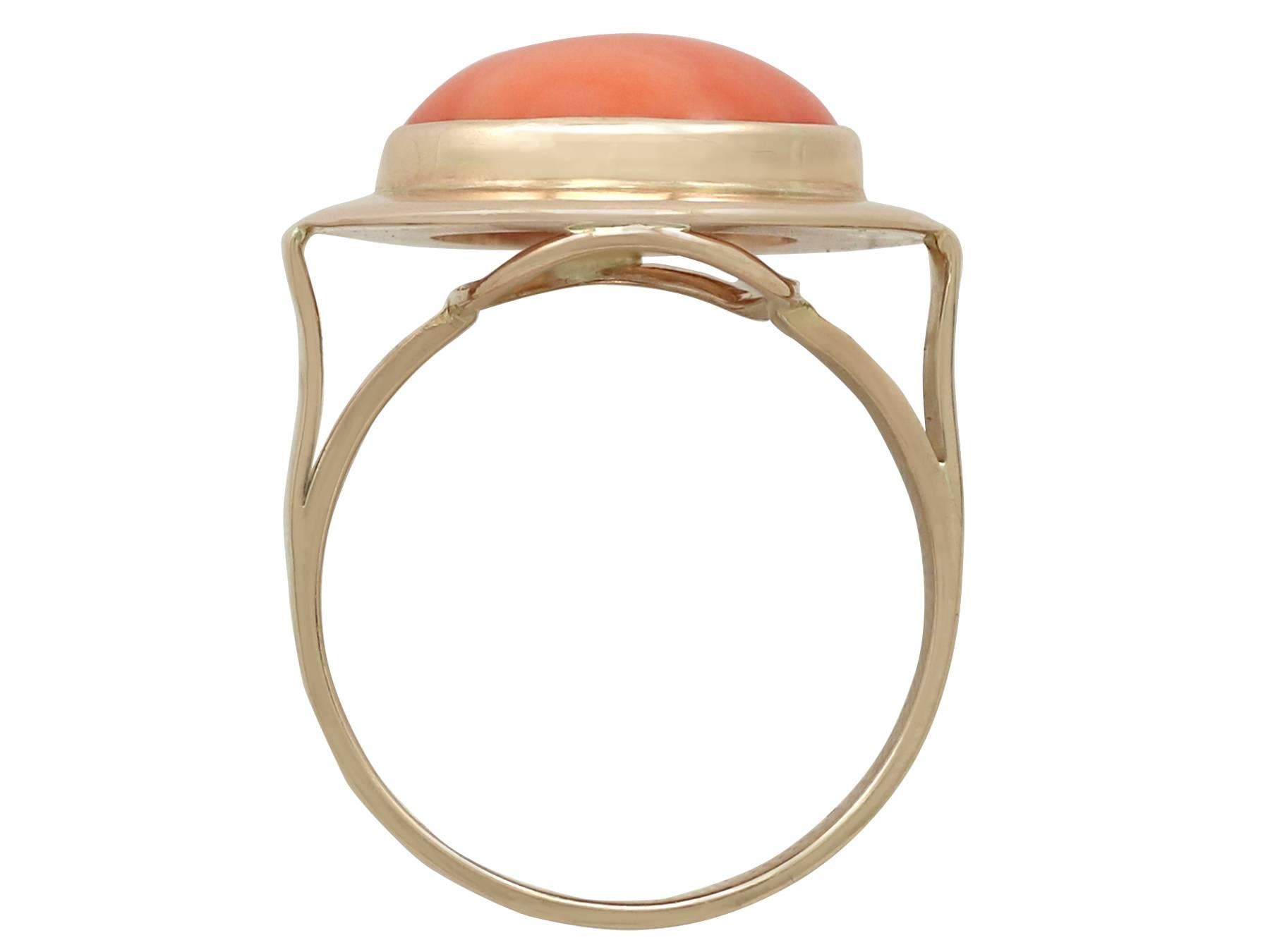 4.50 Carat Red Coral and Yellow Gold Cocktail Ring, circa 1945 1