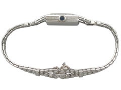 Art Deco 4.21 Carat Diamond and Sapphire Platinum Cocktail Watch