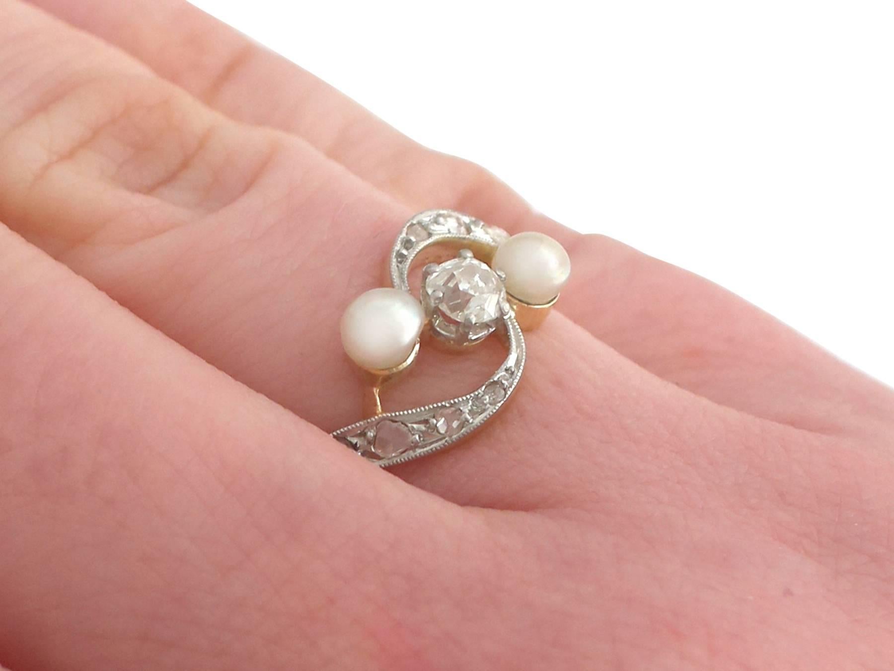 1920s Antique Pearl and Diamond Yellow Gold Twist Ring 3