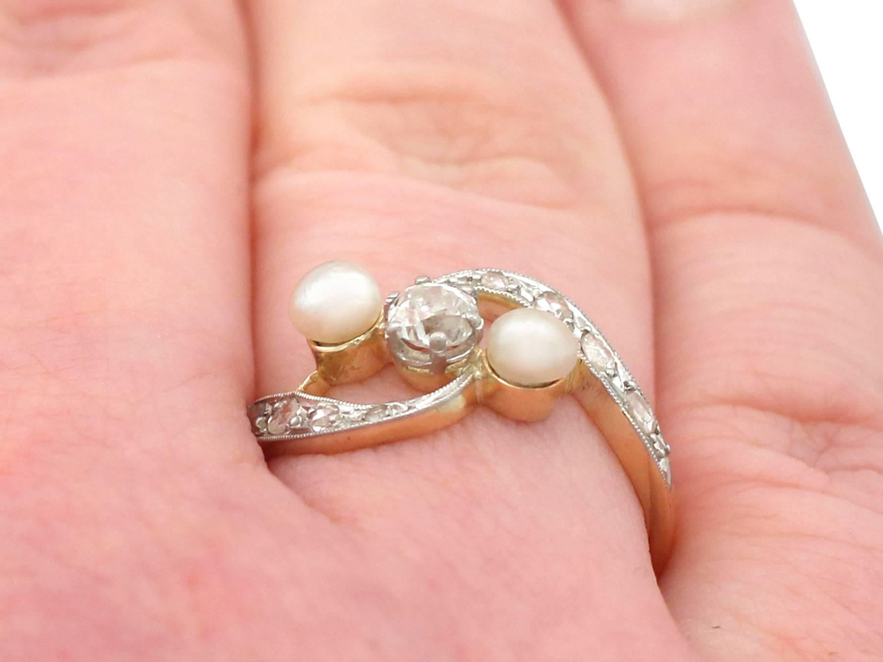 1920s Antique Pearl and Diamond Yellow Gold Twist Ring 4