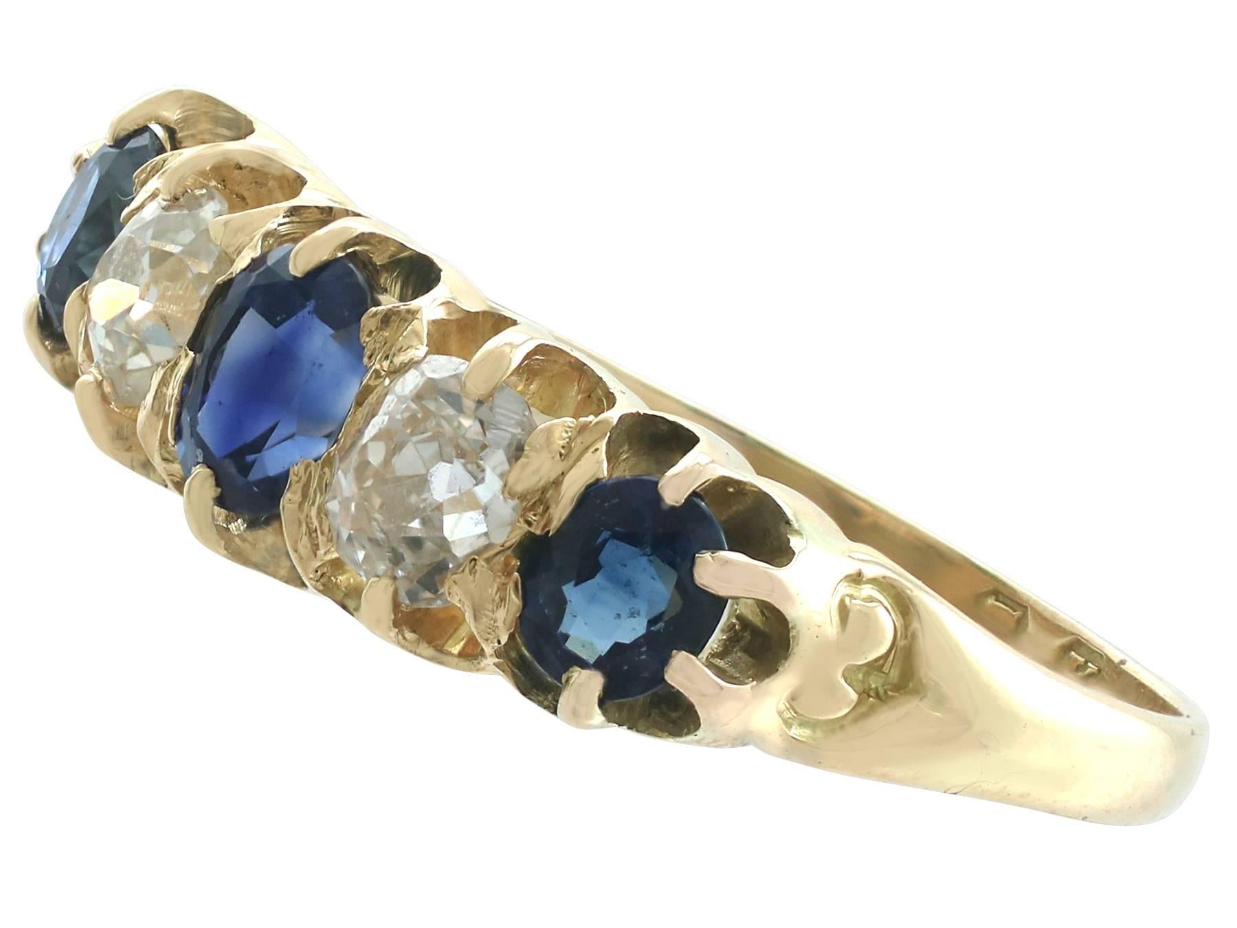 Antique Victorian Diamond and Sapphire Yellow Gold Cocktail Ring In Excellent Condition In Jesmond, Newcastle Upon Tyne