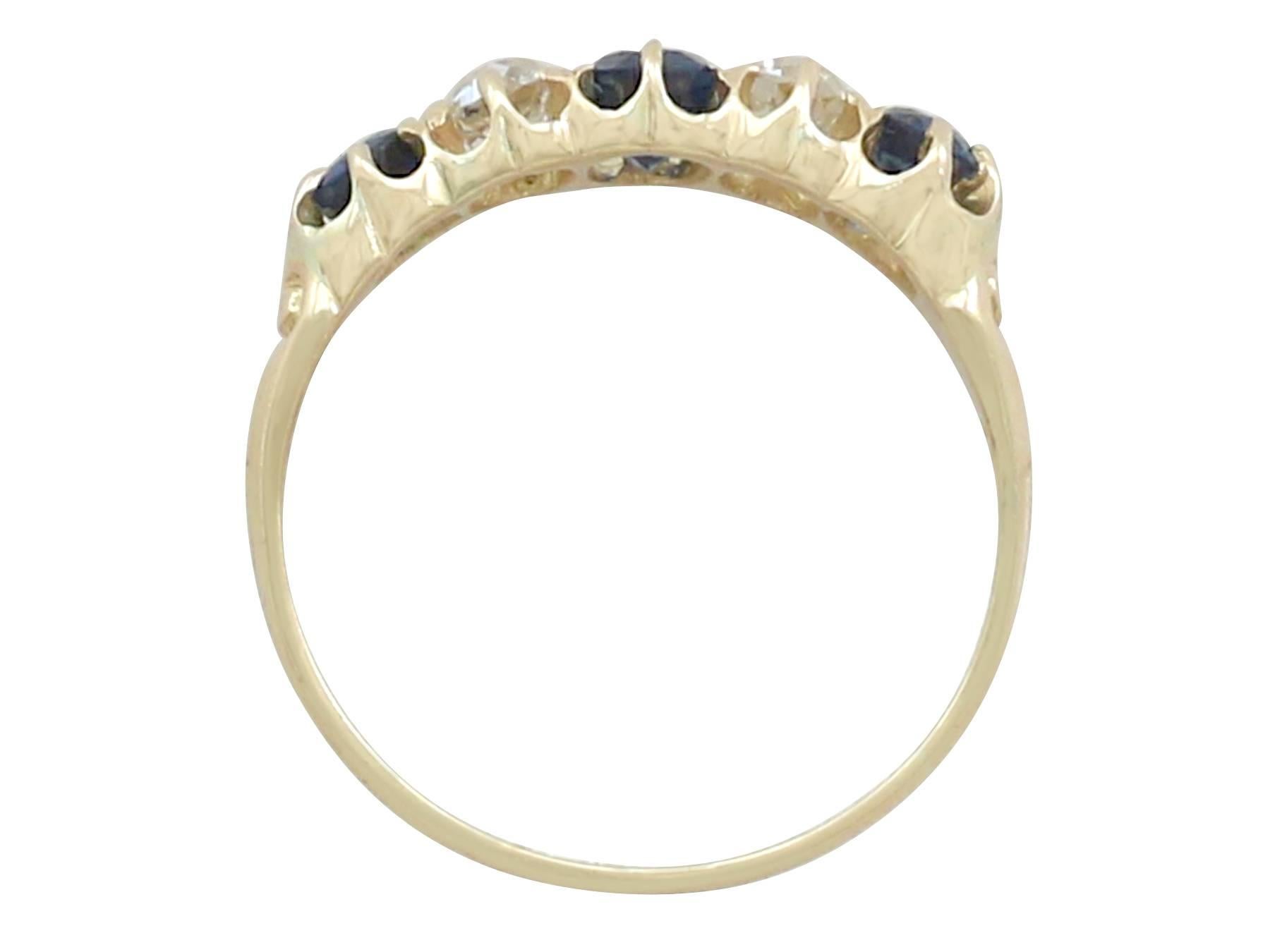 Women's Antique Victorian Diamond and Sapphire Yellow Gold Cocktail Ring