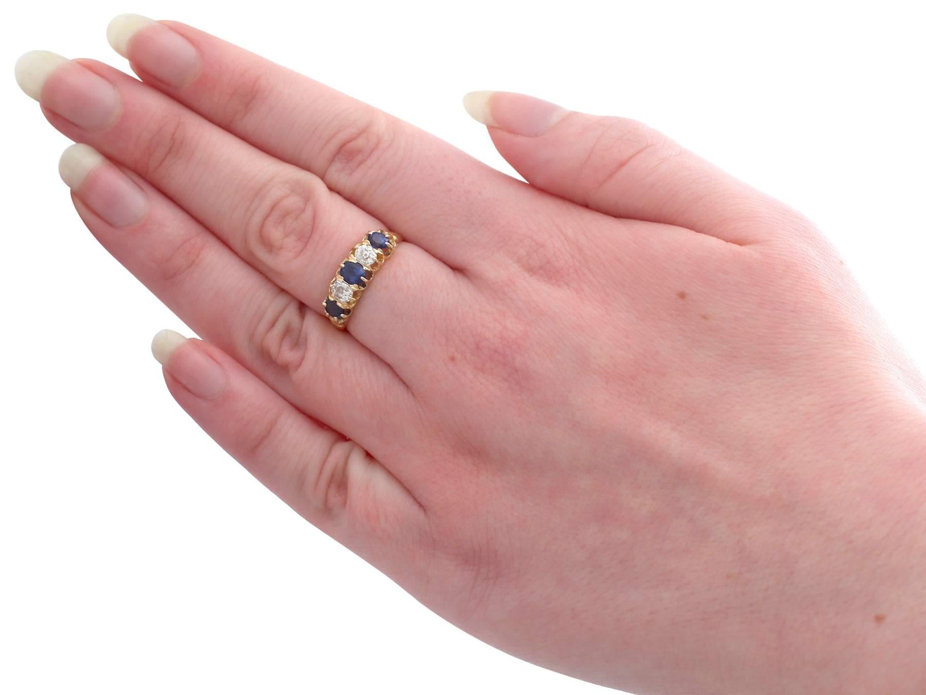 Antique Victorian Diamond and Sapphire Yellow Gold Cocktail Ring 2