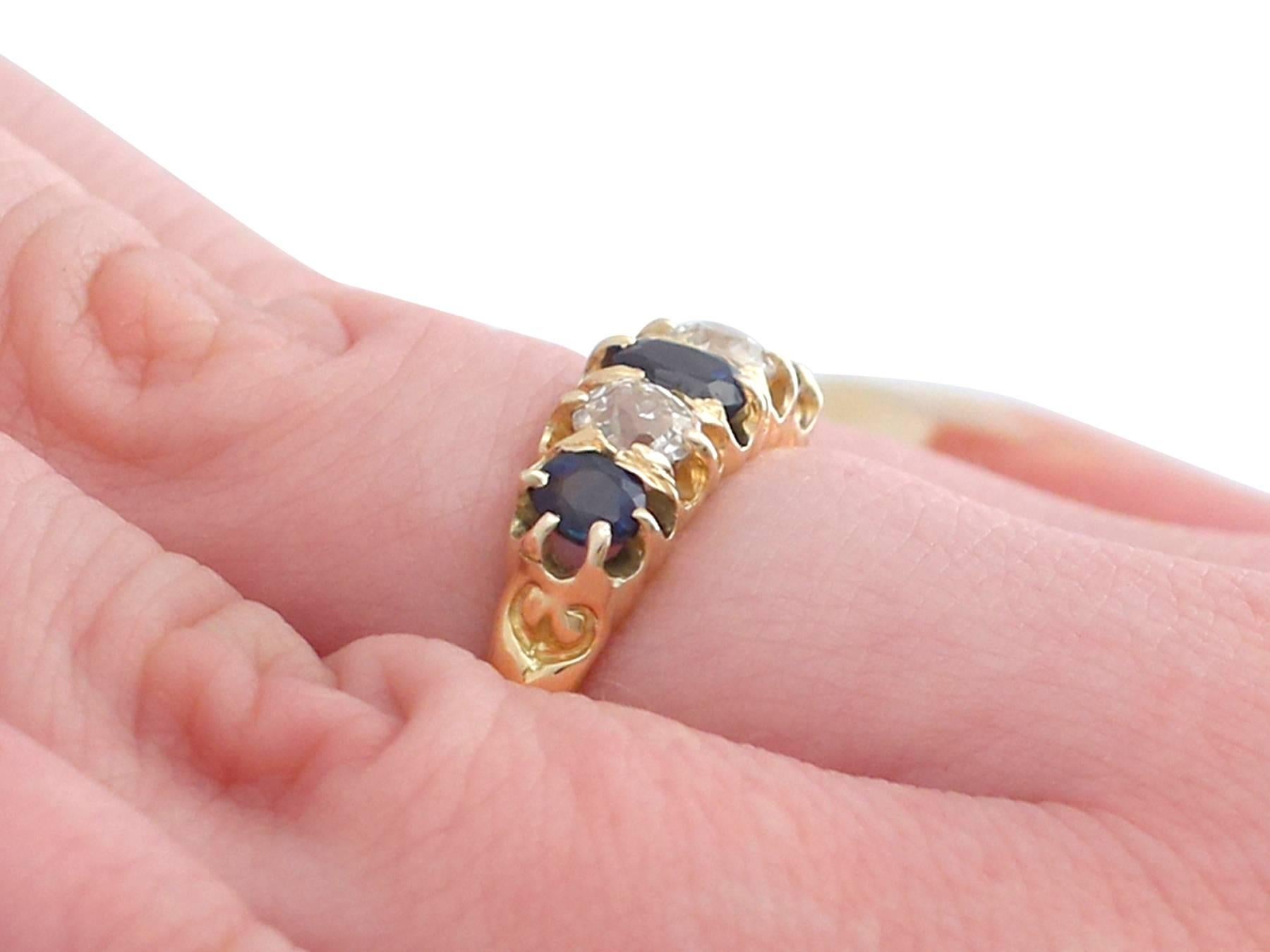 Antique Victorian Diamond and Sapphire Yellow Gold Cocktail Ring 3