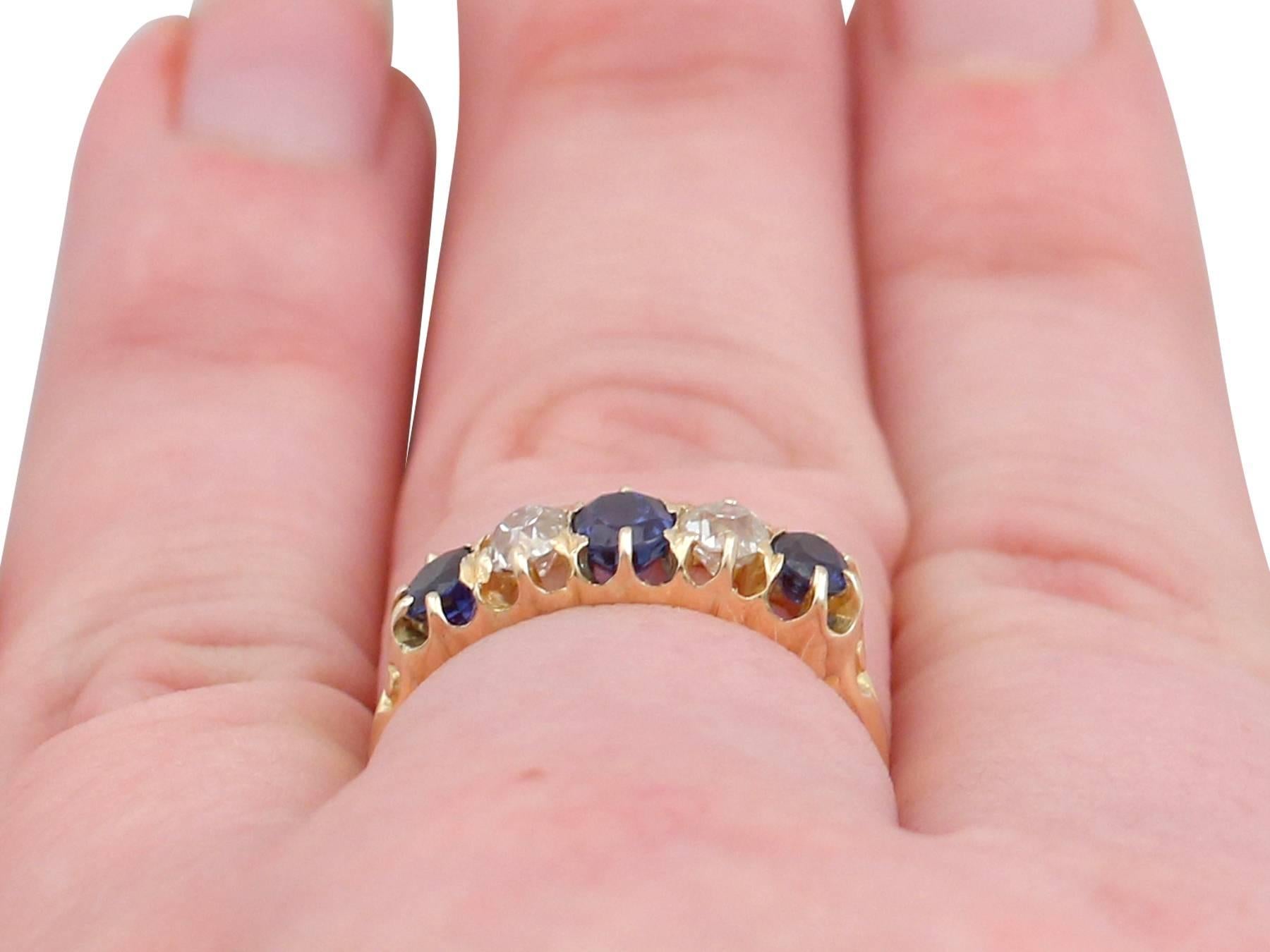 Antique Victorian Diamond and Sapphire Yellow Gold Cocktail Ring 4