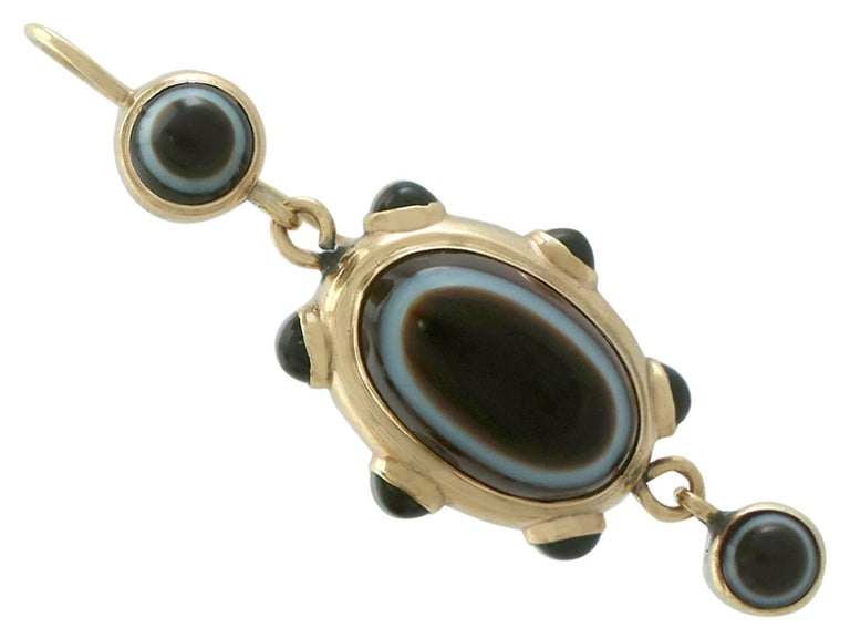Victorian Banded Agate 18 Karat Yellow Gold 15 Karat Yellow Gold