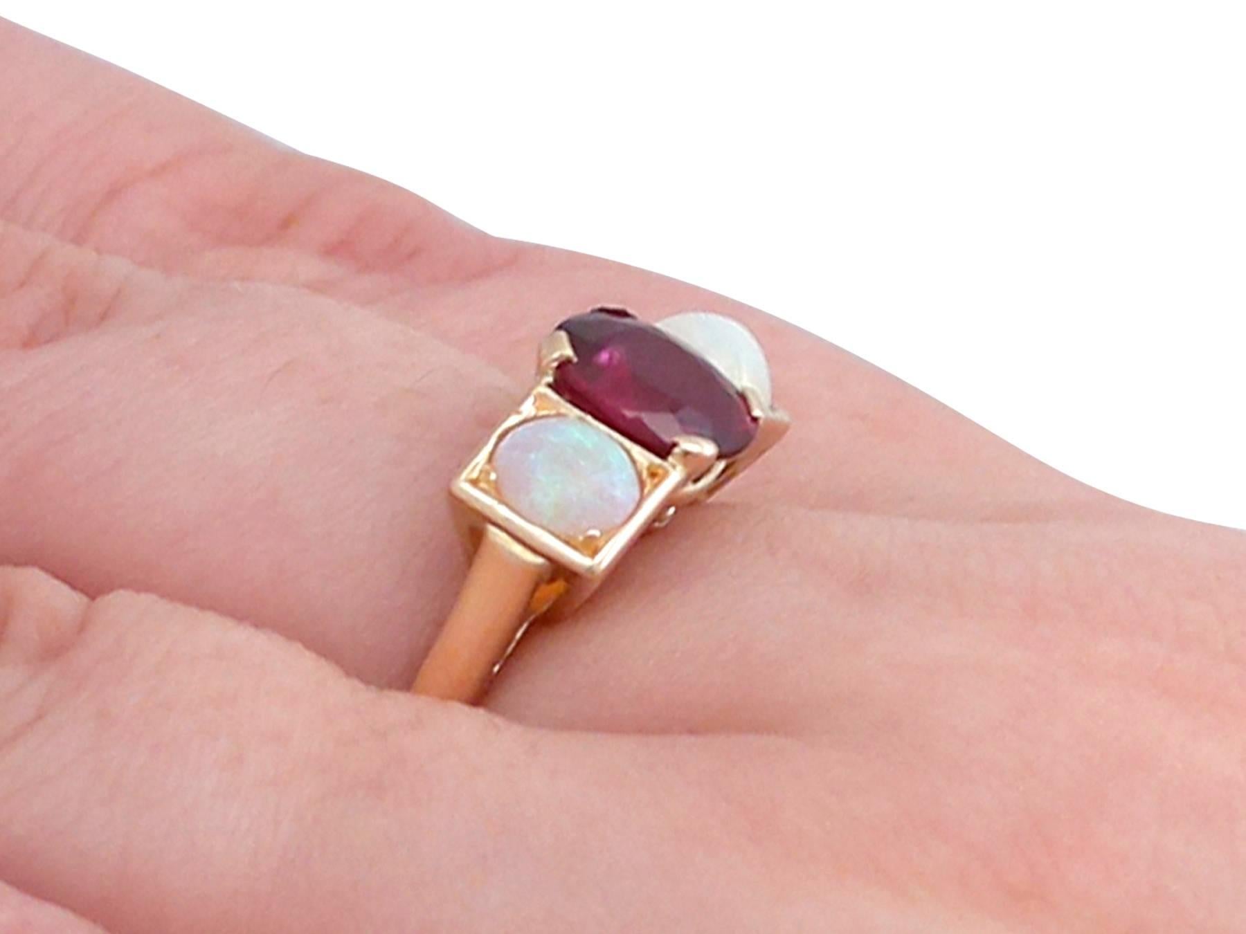 Vintage French 1.86 Carat Ruby and Opal 18 Karat Yellow Gold Dress Ring 3
