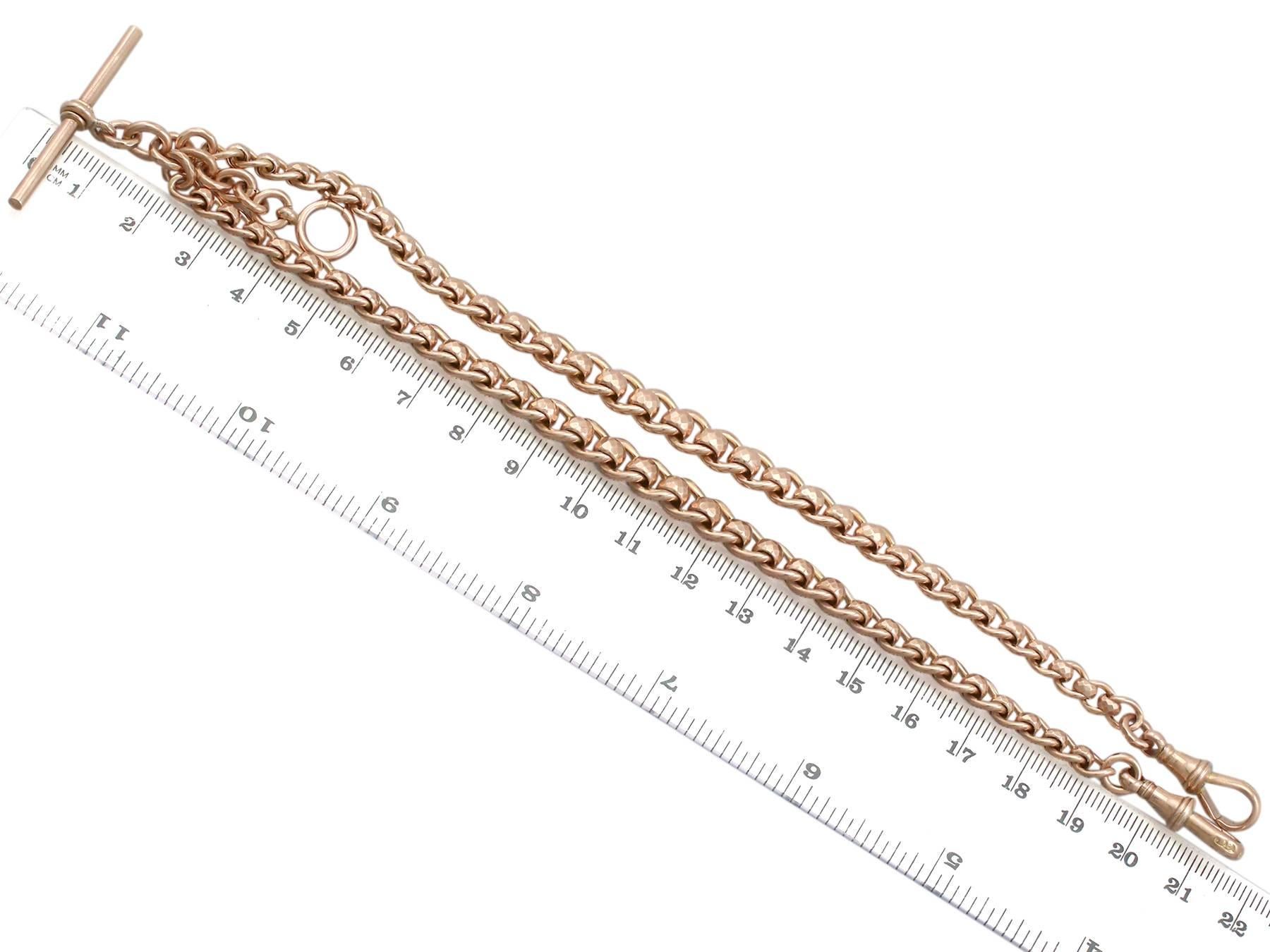 1900s Antique Rose Gold Double Albert Watch Chain 2