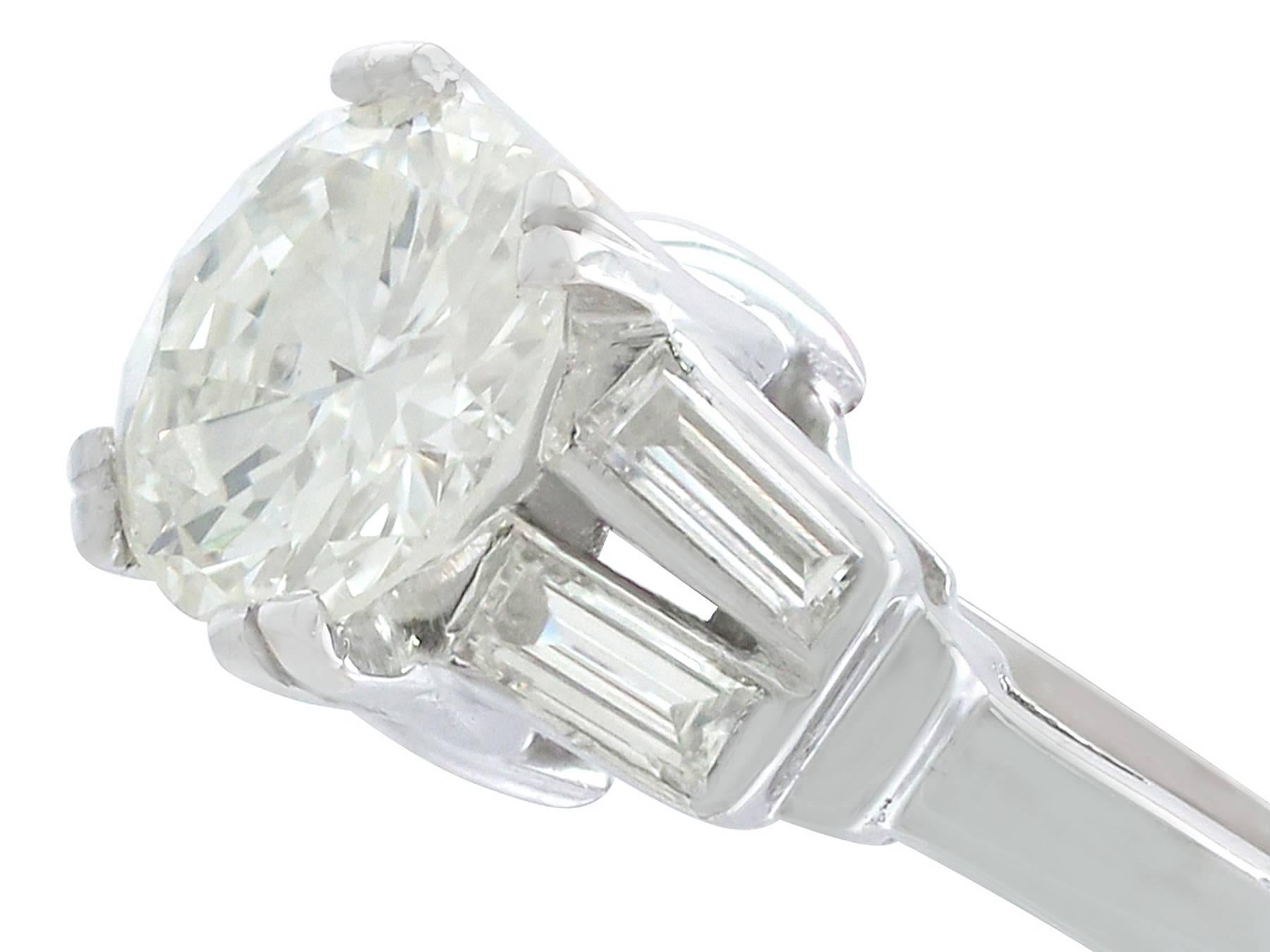 Art Deco 1950s 1.52 Carat Diamond Platinum Solitaire Engagement Ring