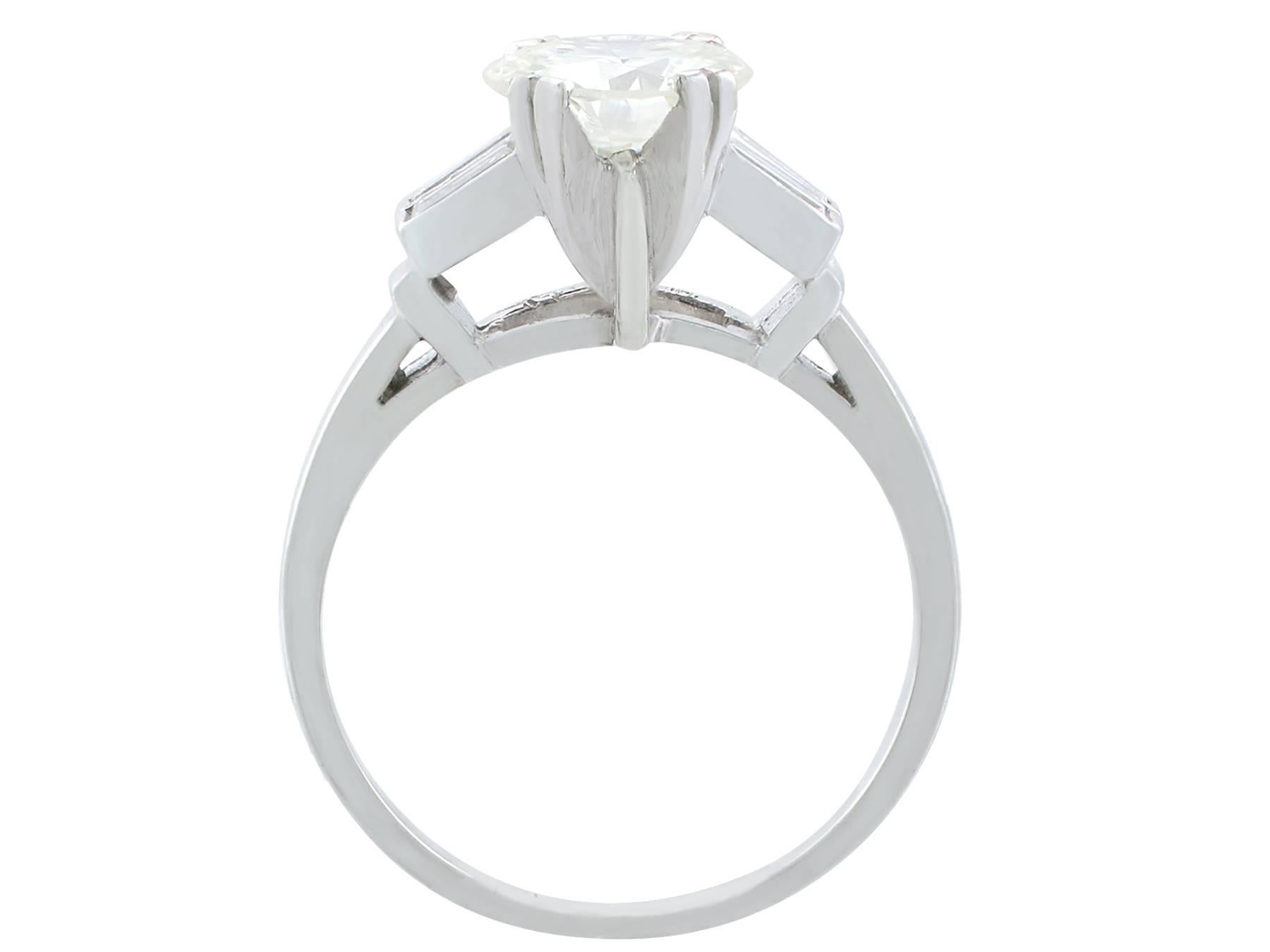 Women's 1950s 1.52 Carat Diamond Platinum Solitaire Engagement Ring
