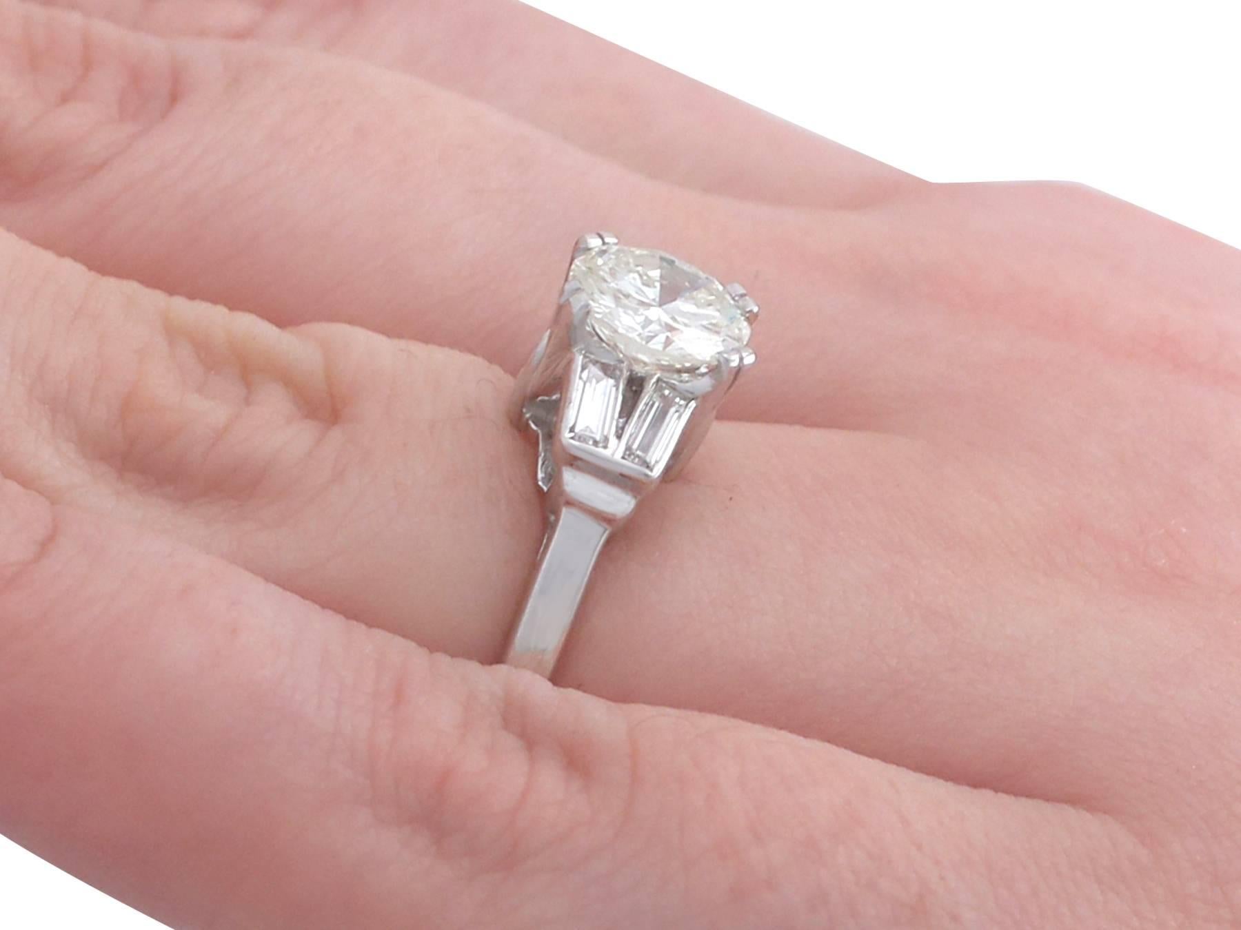 1950s 1.52 Carat Diamond Platinum Solitaire Engagement Ring 2