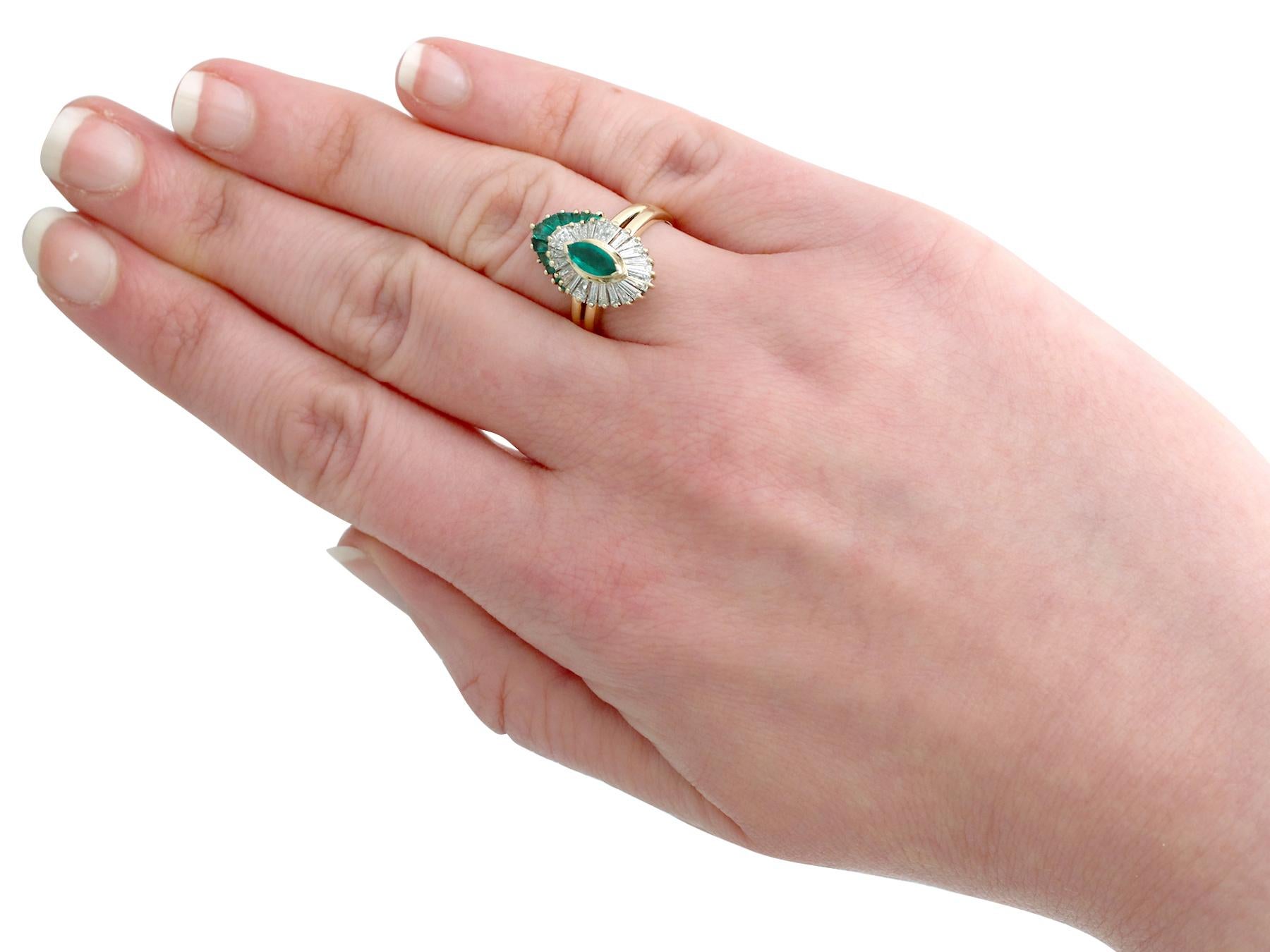 Emerald and Diamond Cocktail Ring in Yellow Gold 3