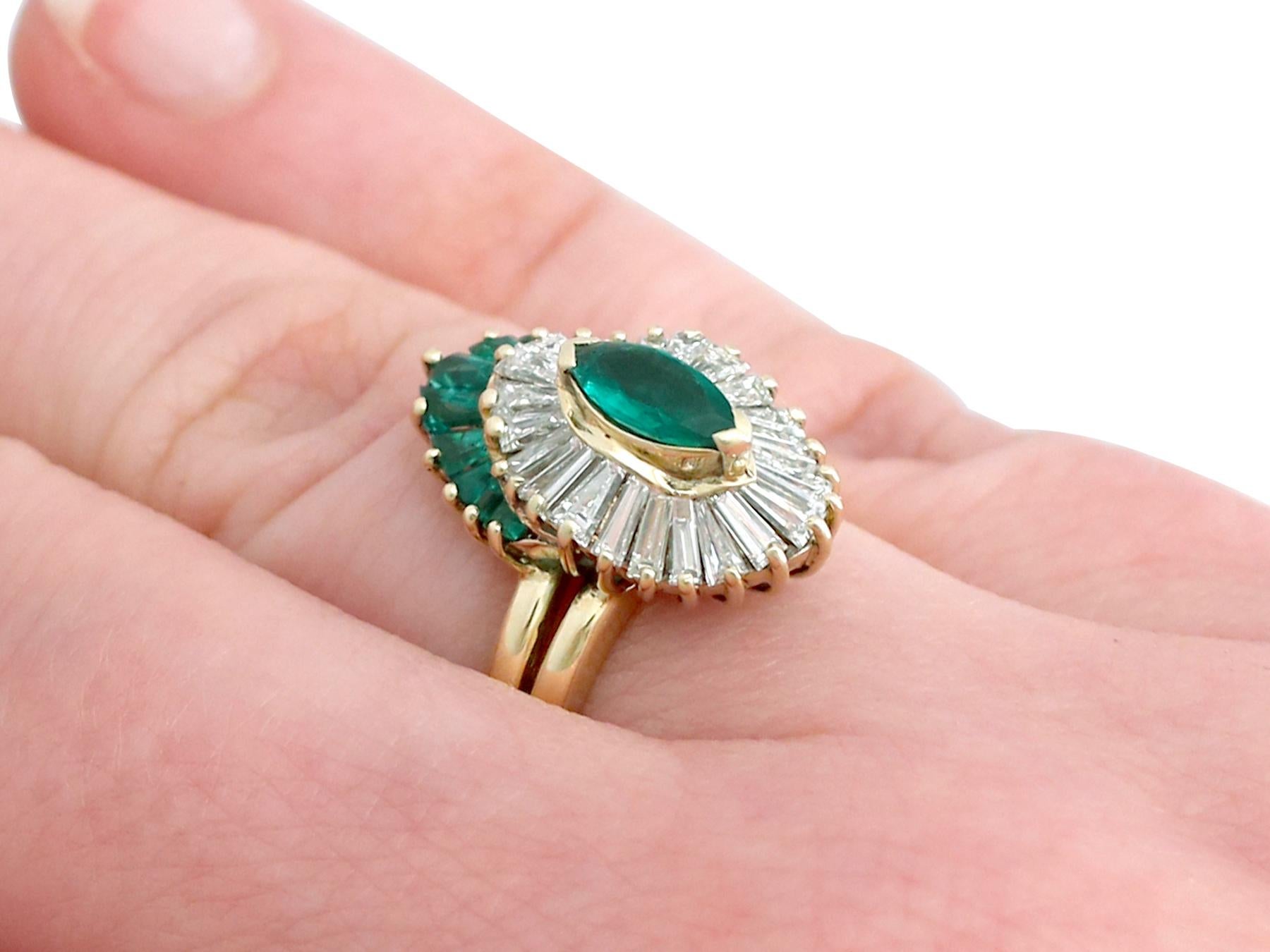 Emerald and Diamond Cocktail Ring in Yellow Gold 4