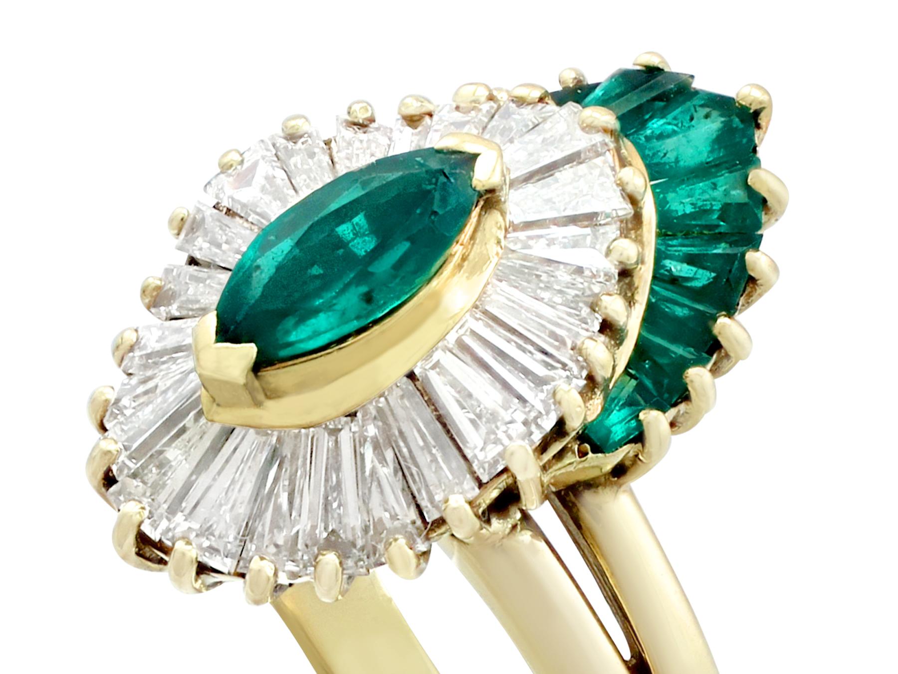 Women's Emerald and Diamond Cocktail Ring in Yellow Gold