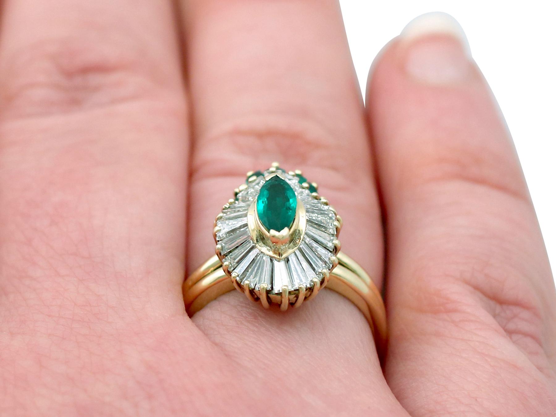 Emerald and Diamond Cocktail Ring in Yellow Gold 5