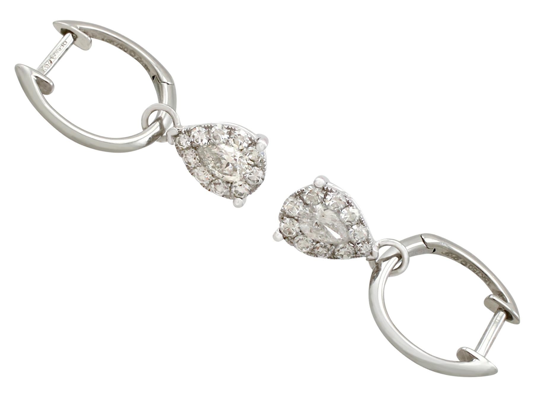 0.70 Carat Diamond and White Gold Drop Earrings im Zustand „Hervorragend“ in Jesmond, Newcastle Upon Tyne