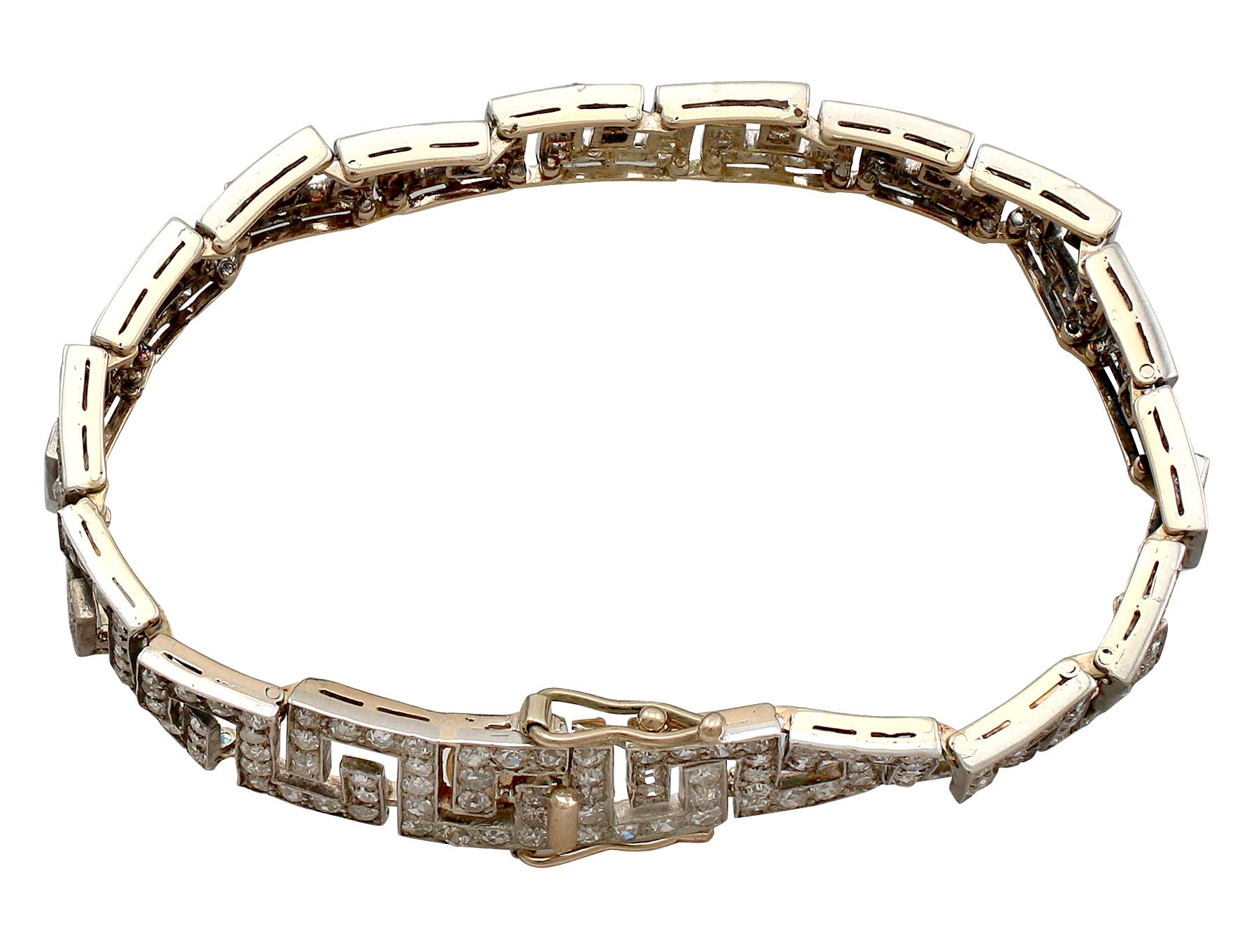A stunning antique Victorian 10.54 carat diamond and 9 karat yellow gold, silver set bracelet; part of our diverse antique jewellery and estate jewelry collections.

This stunning, fine and impressive diamond Greek key bracelet has been crafted in