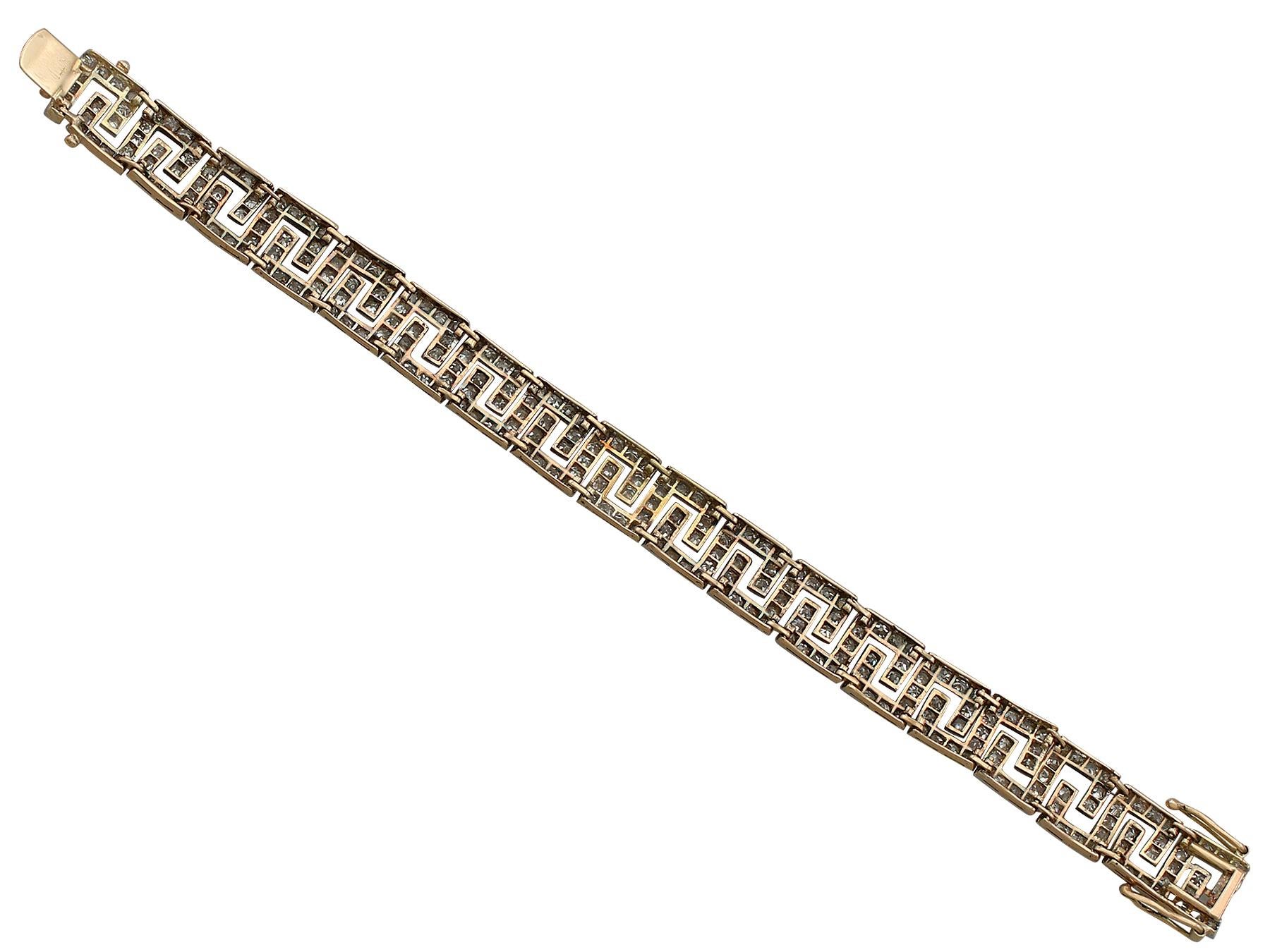 Antique Victorian 10.54 Carat Diamond and Yellow Gold Silver Set Bracelet 1