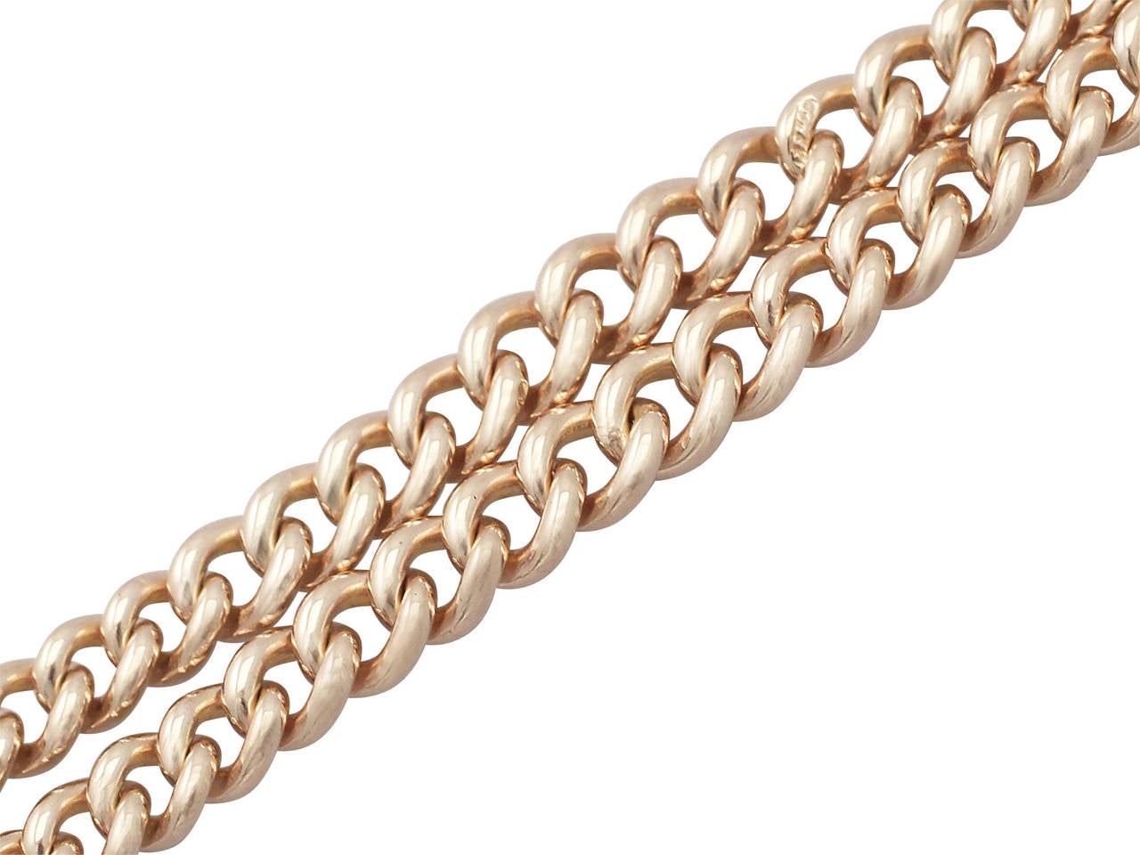 9 Karat Rose Gold Double Albert Watch Chain Antique, 1922 In Good Condition In Jesmond, Newcastle Upon Tyne