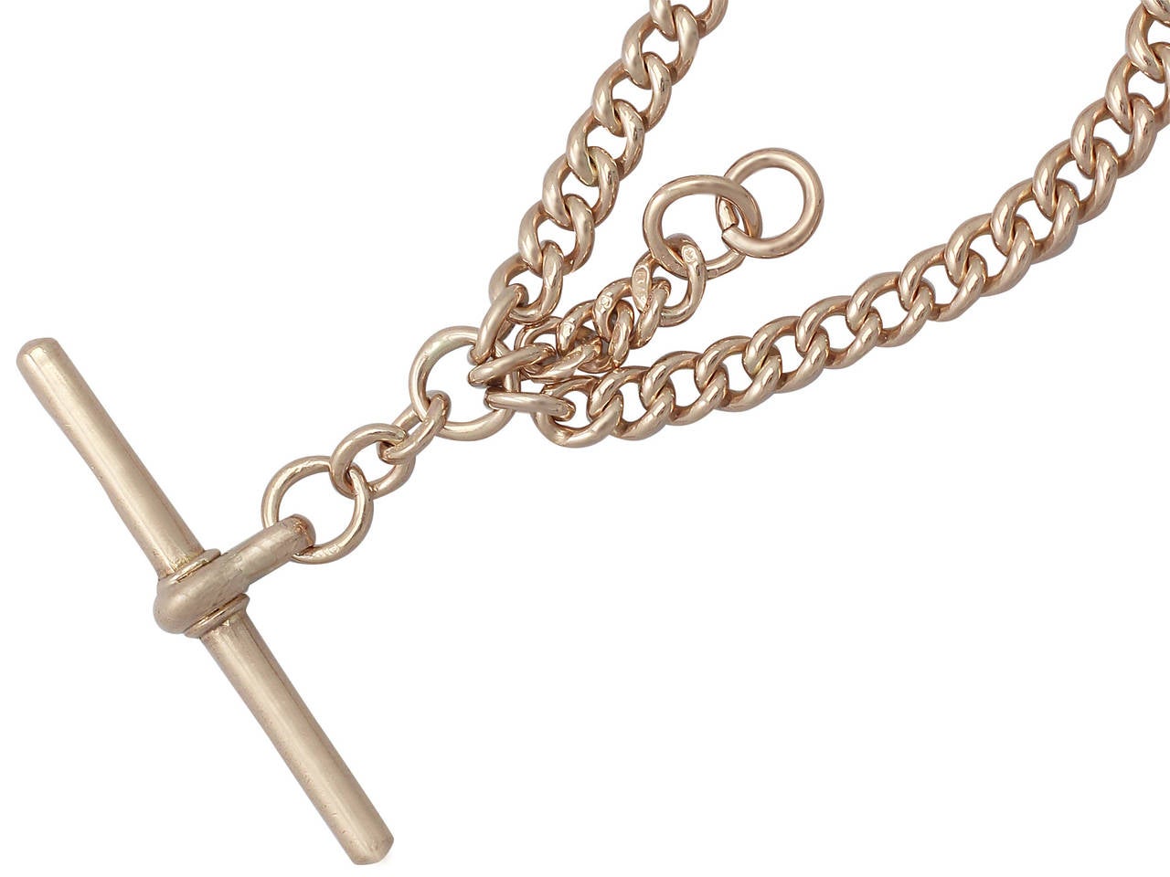 9 Karat Rose Gold Double Albert Watch Chain Antique, 1922 2