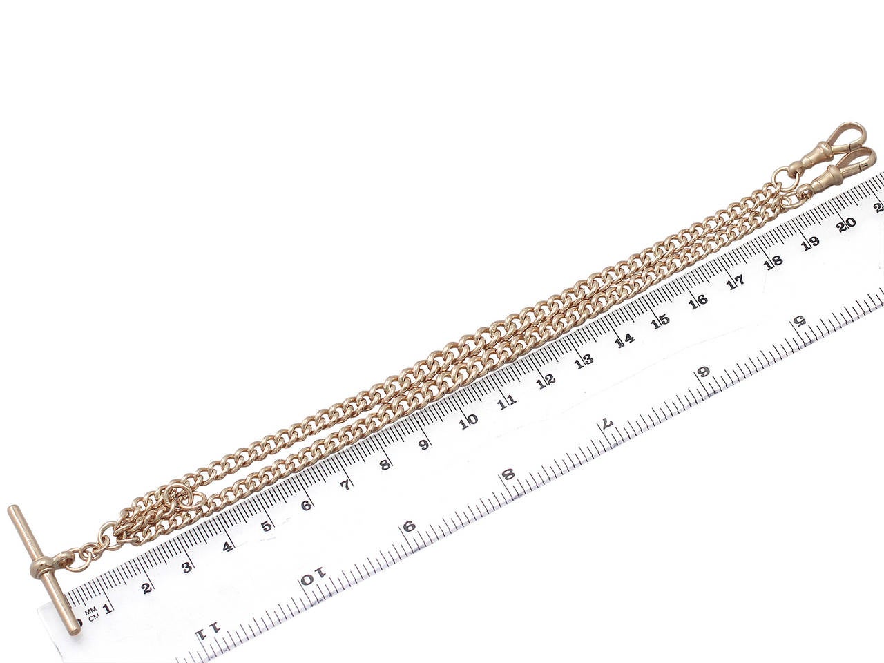 9 Karat Rose Gold Double Albert Watch Chain Antique, 1922 6